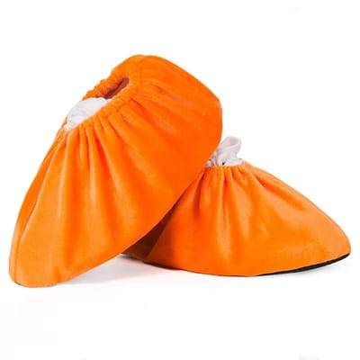 Wasbare schoenovertrekken, herbruikbaar, antislip en slijtvast, geschikt voor diverse binnenvloeren, one size fits all, oranje.