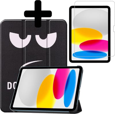 Hoes - Geschikt voor Apple iPad A16/A18 (2022/2025/2026) - 10.9 & 11 inch (10e, 11e & 12e generatie) - Met Screenprotector - Trifold Bookcase - Hard Cover - Hardcover Book Case - Tablet Hoesje - Don't Touch Me