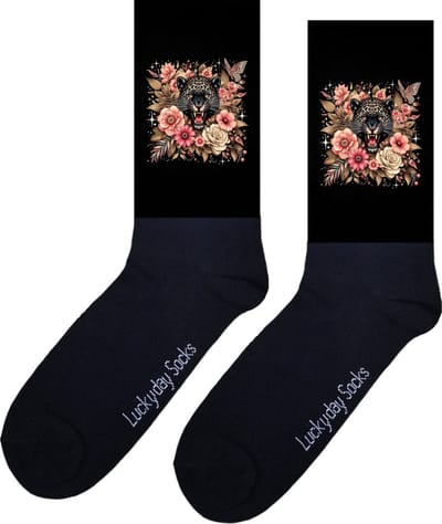 panter - Print sokken - Leuke sokken - Verjaardag - Moederdag - Vaderdag - Valentijn - Sokken Voor hem - Sokken Voor haar - Kerst sokken - Grappige sokken - Vrolijke sokken - Sokken waar je vrolijk van wordt - Maat 37-44