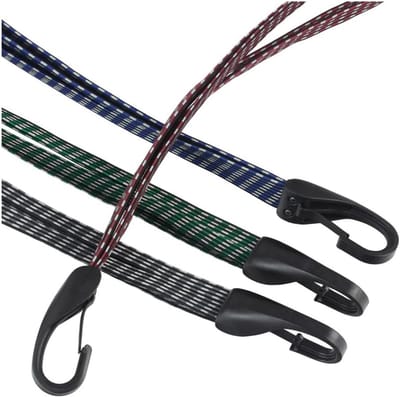 Set van 4 Spanbanden met Haken - Elastische Spanbanden (57 cm) in Zwart, Blauw en Rood