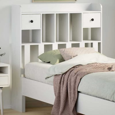 vidaXL - Hoofdbord - met - opbergruimte - 75 - cm - massief - grenenhout - wit