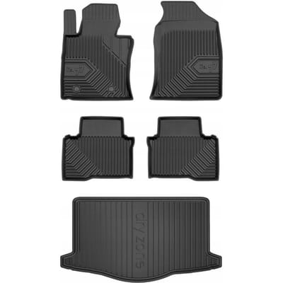 Frogum Voordeelset - Premium Automatenset No.77 + Dry Zone Kofferbakmat - Geschikt voor SsangYong Tivoli (2015-2019) - Pre-facelift - Lage laadvloer - Zwart