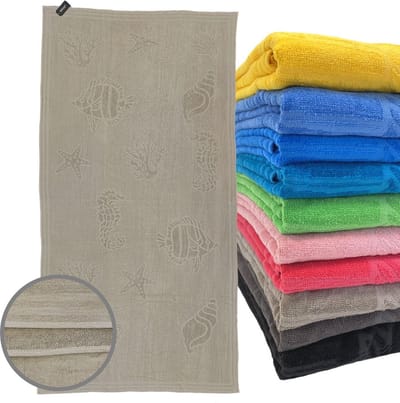 iSleep Strandlaken Schelp - 100% Katoen - Extra Groot - 100x200 cm - Taupe
