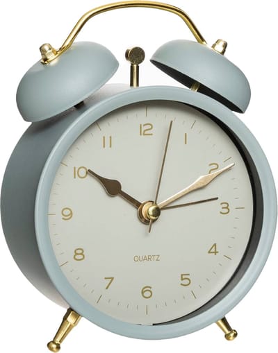 Atmosphera tafelklok Gaston - grijsblauw - dia 10 cm - metaal/glas - rond - klassiek/chic wekker