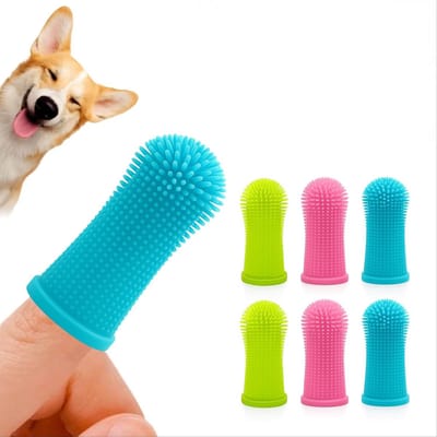 Famanu – Set van 6 Siliconen Vingertandenborstels voor Huisdieren – 360 Graden Reiniging voor Honden en Katten, Geschikt voor Dagelijkse Tandverzorging