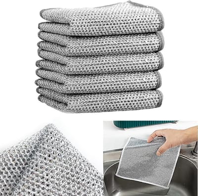 Afwasdoeken - 5 Stuks - Nat en droog gebruik - Zilverdraaddoeken - Schoonmaak Doeken - Herbruikbare - Multifunctionele - Ideaal Voor Het Reinigen Van Pannen, Fornuizen, Bakplaten, Ovens En Grills - Geschikt Voor Hardnekkige Vlekken - 20x20cm