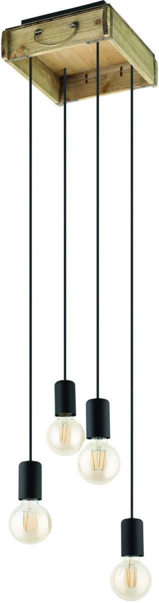 EGLO Wootton Hanglamp - E27 - Ø 24 cm - Zwart|Bruin