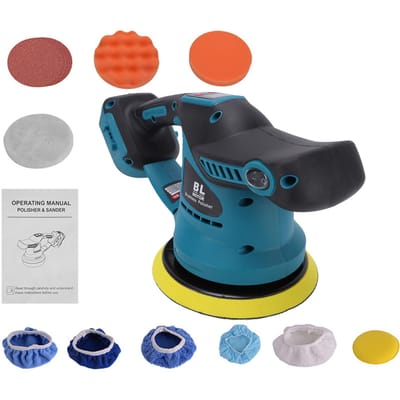 Kit de Polisseuse Orbital Sans Fil pour Voiture 21V, Polisseuse Orbitale 6 Pouces avec 6 Vitesses Variables, Moteur Sans Balais, Affichage LED pour black