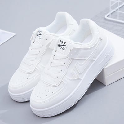 Lente en Herfst Mode Nieuwe Ronde Neus Dikke Zool Casual Comfortabele Ademende Sportschoenen met Willekeurige Letters op het Bovenwerk 35 white