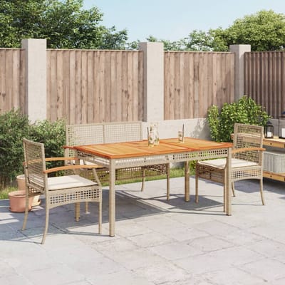 vidaXL - 4-delige - Tuinset - met - kussens - poly - rattan - beige