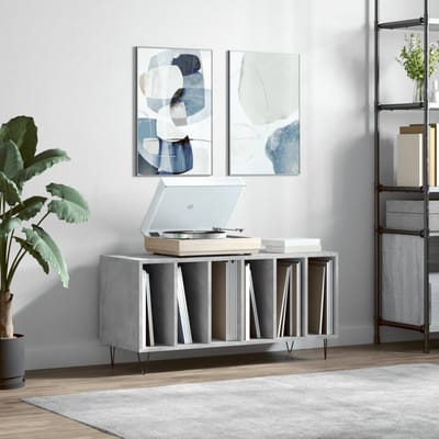 vidaXL - Platenkast - 100x38x48 - cm - bewerkt - hout - betongrijs