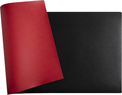 Bureauonderlegger 35x60 cm - zacht en stevig kunstleer - antislip - inkt- en waterbestendig - zwart/rood