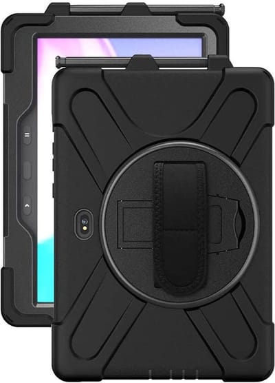 Hoes met Kickstand en Handriem Geschikt voor Samsung Galaxy Tab Active4 Pro Zwart