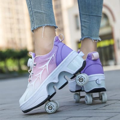 Runaway Shoes Vierwielige Katrolschoenen Jongens Kinderschoenen met Wielen Meisjes Schaatsschoenen Dubbelwielige Rij Deformeerbare Schoenen 37