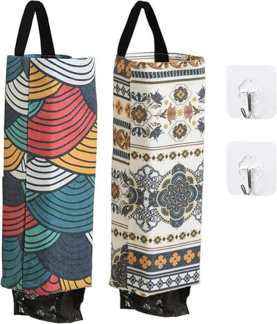 Allecto Plus - Plastic zakhouder voor boodschappentassen - Set van 2 - Dispenser met haken - Diverse kleuren
