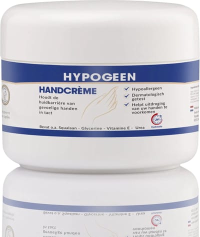 Hypogeen Handcrème - Voor droge handen en gevoelige huid - Snel absorberend, hydraterend en voedend - Beschermt tegen uitdroging, psoriasis en eczeem - Vrij van parfum en kleurstoffen - Met squalaan & melkzuur - Hypoallergeen, pH-neutraal - 200 ml