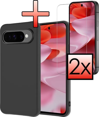 Hoesje - Met 2x Screenprotector - Geschikt voor Google Pixel 10 Pro - Sterk & Shockproof - Back Cover - Siliconen Case - Telefoon Hoes - Zwart