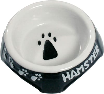 Keramische Voer- en Waterbak voor Knaagdieren - Zwart-Wit - Ø 9 cm