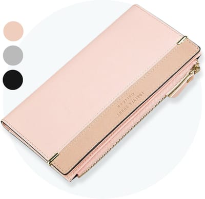 ZILOU® Portemonnee Dames - tot 24 Pasjes - Dames Portefeuille - met Rits - voor Munt- en Briefgeld - Kunstleer - Roze