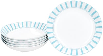 MamboCat Set van 6 SPLIT TURQUOISE soepborden porselein 6 personen