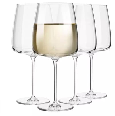 KROSNO | Witte wijnglazen | Set met 4 stuks - 480 ml | moderne collectie, Loodvrij kristalglas, huwelijkscadeau, perfect voor thuis, restaurants en keuken, vaatwasmachinebestendig