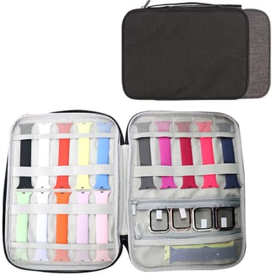 Horlogeband Organizer - Horlogebandhouder Draagkoffer Opbergtas Reisetui voor Dames Heren Meest Maten Horlogebanden gray