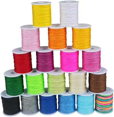 20 kleuren waxkoord, 0,8 mm gewaxt katoenen koord, 10 m polyester macramé voor halskettingen, kleurrijk koord voor het snijden van draden, bindgaren, doe-het-zelf sieraden, kralengaren