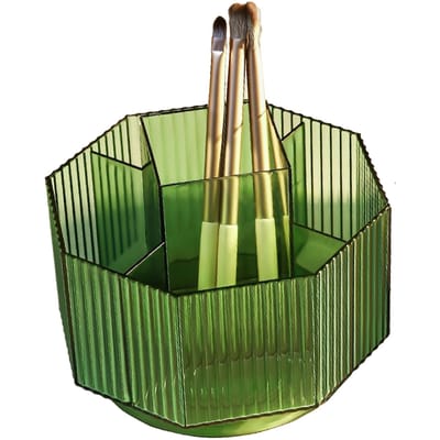 Make-up Kwast Organizer 360 Graden Roterend Compartiment Grote Capaciteit Plastic Bureauwenkbrauw groen