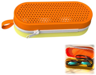 Opbergtas voor zwembril - zwembriltas - siliconen - zwembrilaccessoires - draagbare opbergtas - geschikt voor zwemmen - buiten - reizen - oranje - 18,5*7,2*5,2 cm