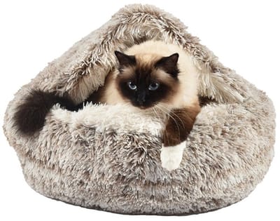 Kattenmand Iglo Croci - Gemeleerd Beige/Wit - Zacht, Wasbaar, 50x35 cm