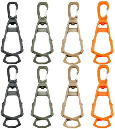 Set van 8 Werk Klemmen met 360 Graden Rotatie, Grip Clips met Carabiner, Ideaal voor Handen en Gereedschap, 10.5 x 3.5 cm