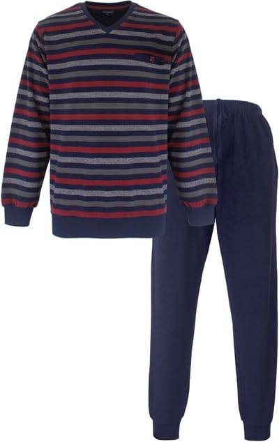 Paul Hopkins Heren Pyjama - Badstof - Lange Mouwen - Donker Blauw - Maat S