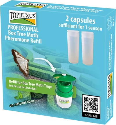 TOPBUXUS Feromoon/lokstof Buxusmot - 2 stuks navulling Buxus mottenval voor een volledig seizoen