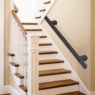 Trapleuning - Muursteun Balustrade - Veilig Traplopen - Smeedijzeren Stevigheid - 480cm Lengte - Zwart
