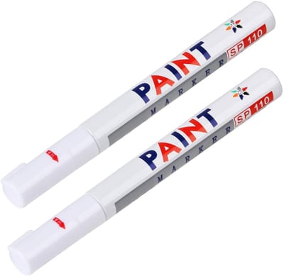 TRIXES Set van 2 Witte Banden Marker Pens - Waterdicht en Duurzaam voor Fietsen en Auto's