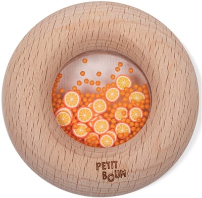 Petit Boum - Sensorische rammelaar donut, fruit - Oranje