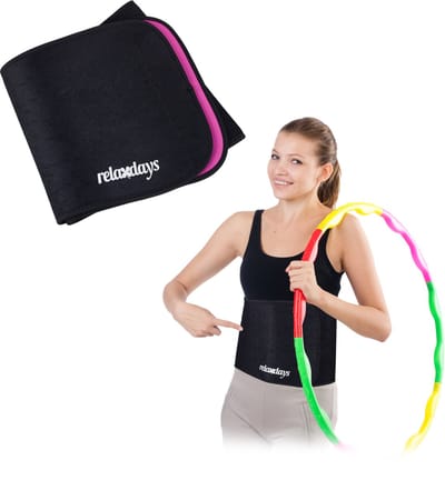 zweetband buik - 90 cm - neopreen - fitness - zwart-roze