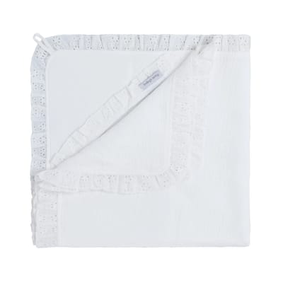 Baby's Only Wikkeldeken - Omslagdoek baby Calm - Wikkeldeken voor in de autostoel - Geschikt voor drie- en vijfpuntsgordel - 75x75 cm - Wit - 100% katoen