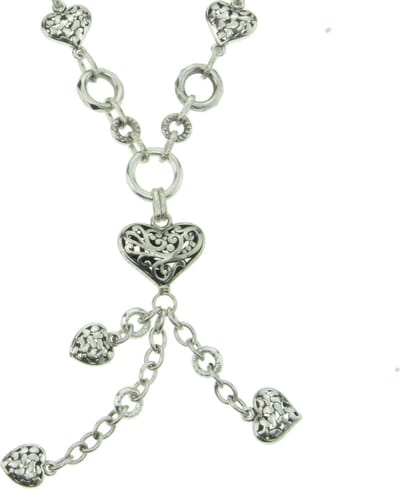 Behave - Lange ketting met romantische hanger - 68 cm - Zilverkleurige hartjes