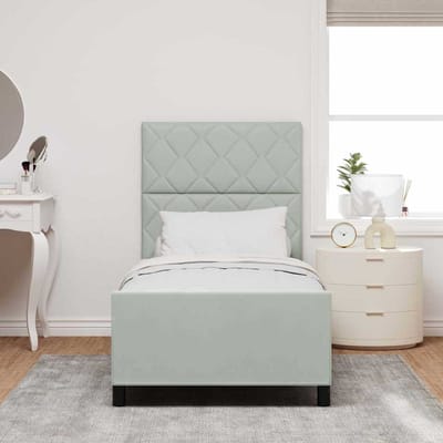 vidaXL - Boxspring - bed - met - hoofdeinde - Lichtgrijs - 90 - x - 200 - cm - Fluweel