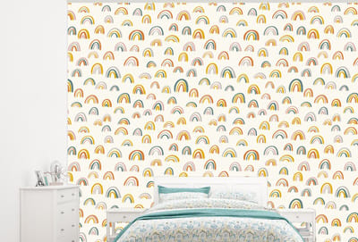 Behang - Fotobehang Regenboog - Pastel - Kinderen - Breedte 300 cm x hoogte 240 cm