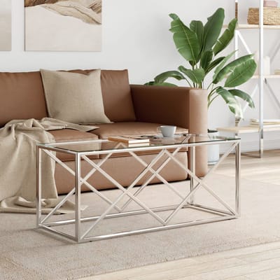 vidaXL - Salontafel - 110x45x45 - cm - roestvrij - staal - en - glas