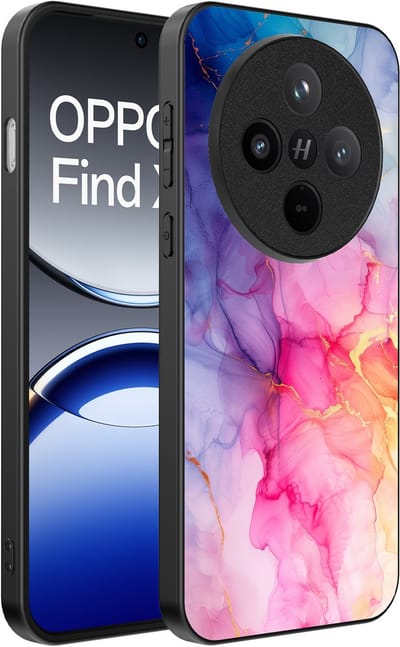 Smartphonica Telefoonhoesje Geschikt voor Oppo Find X8 met marmeropdruk - TPU backcover case marble design - Regenboog geschikt voor Oppo Find X8