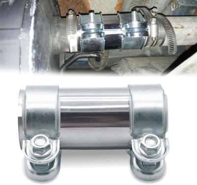 Uitlaatklem Dubbel - Uitlaat Connector - Reparatie Uitlaatsysteem - Roestvrij Staal - 60 mm Diameter - Zilverkleurig