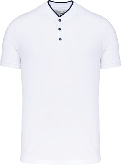 Herenpolo met maokraag en korte mouwen Kariban maat 3XL Wit/Donkerblauw