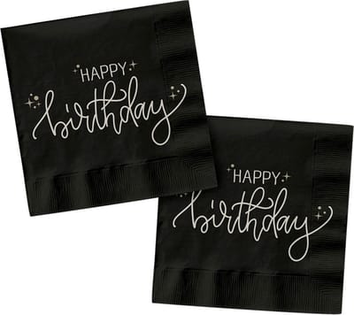 Folat - Servetten - Crème noir happy birthday - 20 stuks