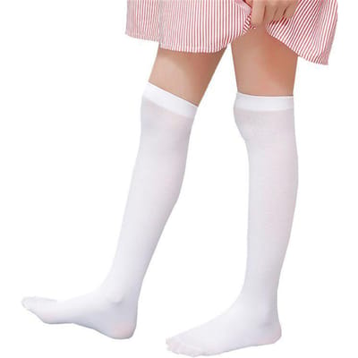 Lente Zomer Kinderen Gestreepte Witte Kousen Kinderen Fluweel Gekleurde Kniehoge Lange Sokken Leggings voor Meisjes School Dijen Kleding white