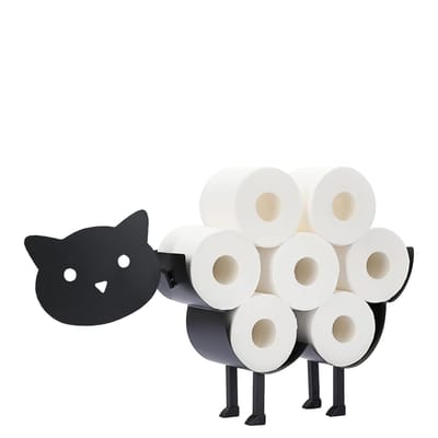 Sanics® Reserverolhouder Kat – Vrijstaand & Ophangbaar – WC Papier houder – Toiletrolhouder Zwart – WC Rolhouder staand 7 Rollen