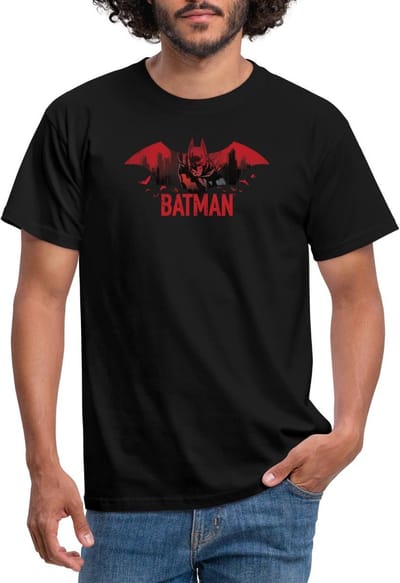 Batman Met Vleermuizen En Rood Batman-Logo T-Shirt Heren