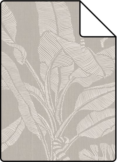 Proefstaal ESTAhome behang apen en jungle bladeren warm grijs - 26.5 x 21 cm - 139862-S